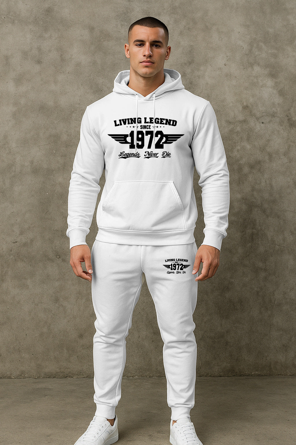 Herren Hoodie und Jogginghose Set mit modernem Druck Echoarchiv