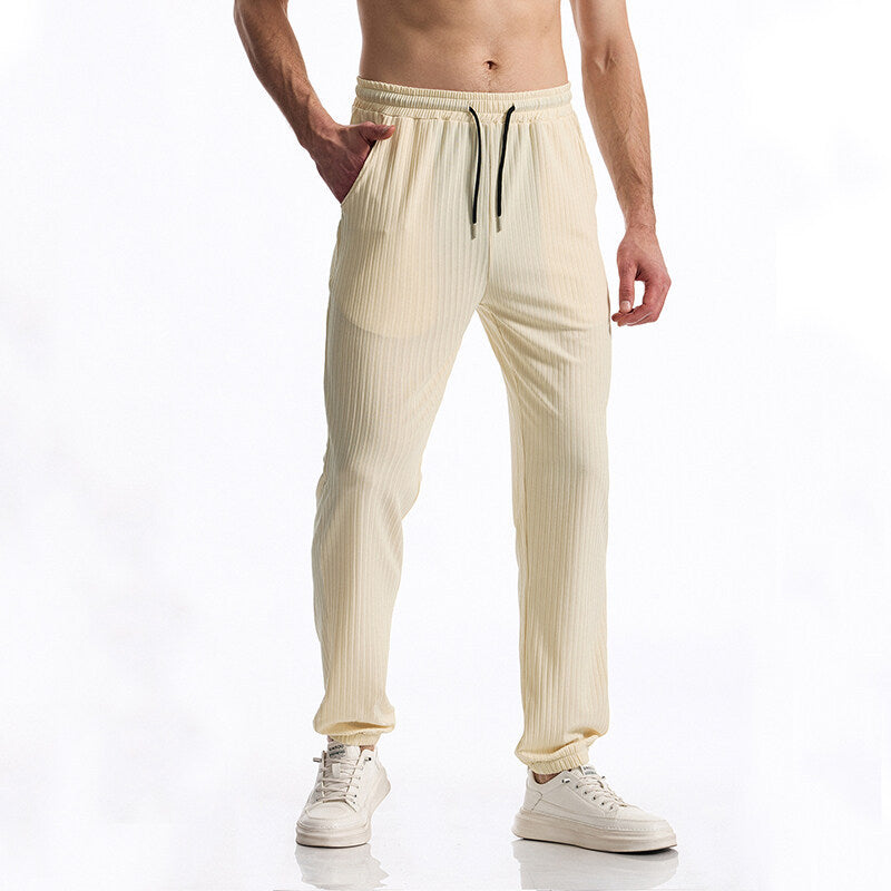 Herren Bequeme Freizeithose mit elastischem Bund und strukturiertem Design Echoarchiv