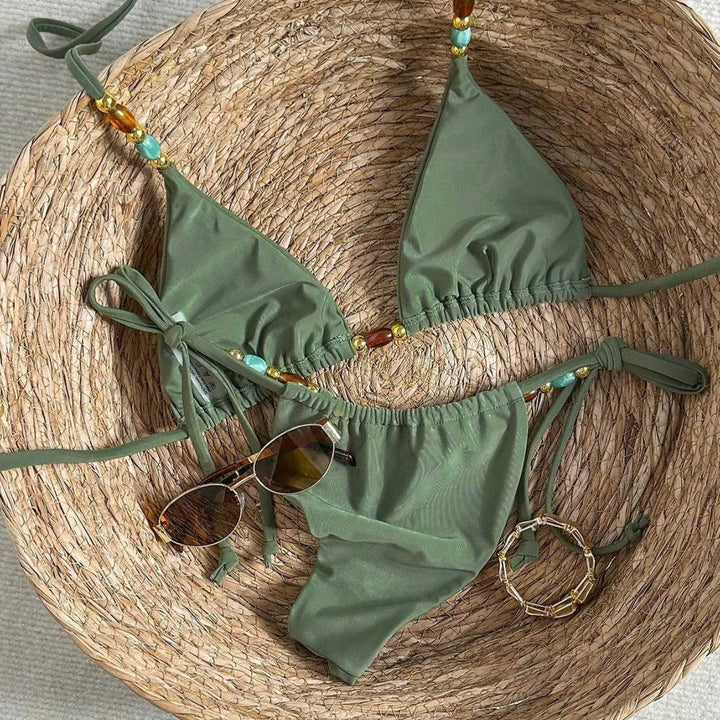Damen Triangel-Bikini mit buntem Schmuckdetail Echo Archiv