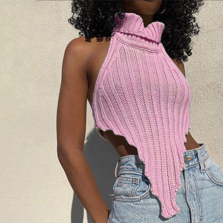 Damen cropped Stricktop mit hohem Kragen Echo Archiv