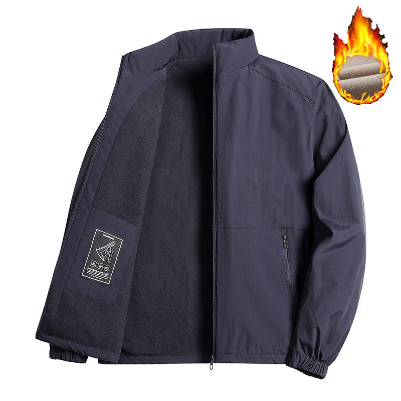 Herren Leichte winddichte Fleece‑gefütterte Übergangsjacke mit Stehkragen und Reißverschlüssen – Taviero