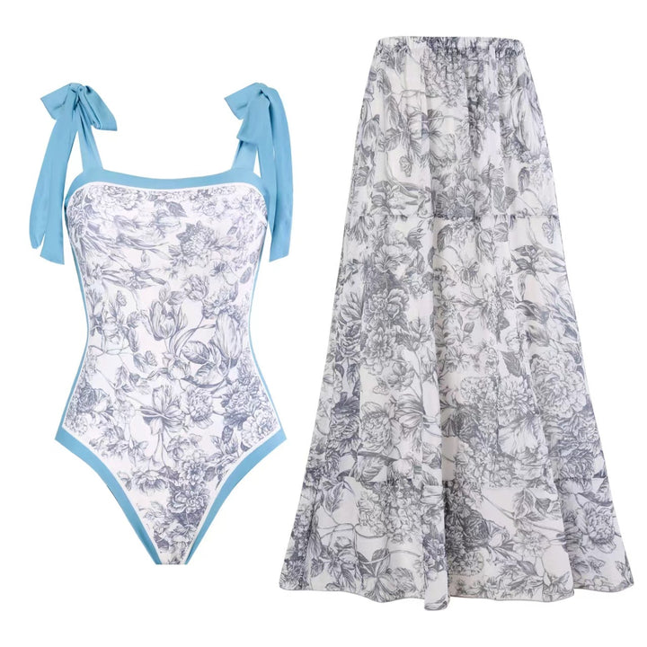 Damen Maxirock mit floralen Mustern und voluminösem Schnitt Echo Archiv