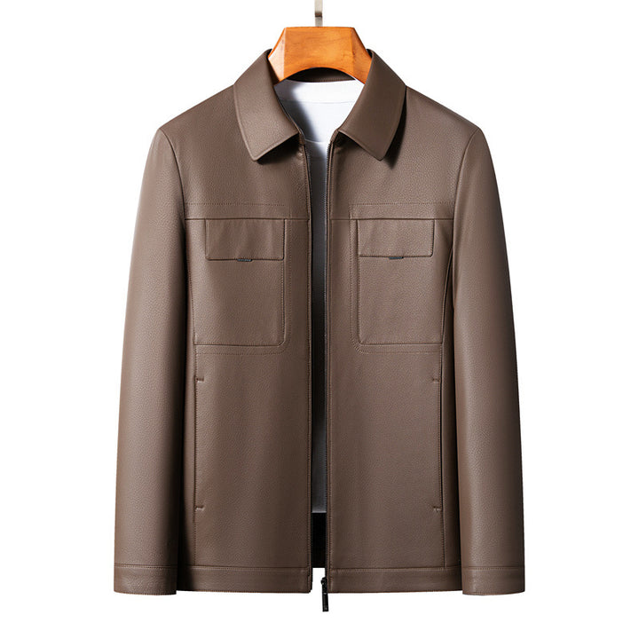 Herren stilvolle Kunstlederjacke mit praktischen Taschen Echoarchiv
