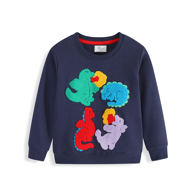 Kinder Sweatshirt mit buntem Dinosaurier und Blumen-Applikationen Echo Archiv