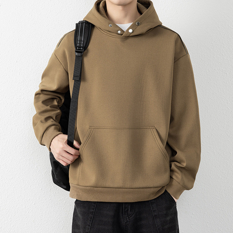 Herren Oversize-Kapuzenpullover mit Kängurutasche & Druckknopf-Hals Echo Archiv
