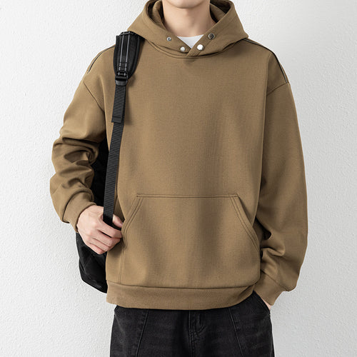 Herren Oversize-Kapuzenpullover mit Kängurutasche & Druckknopf-Hals Echo Archiv