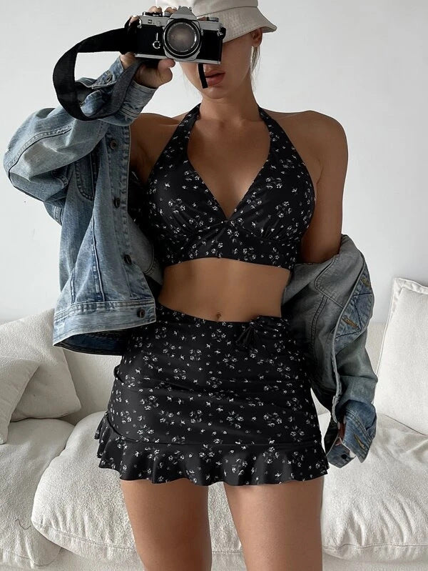 Damen Floral Wickel-Bikini-Set Echo Archiv