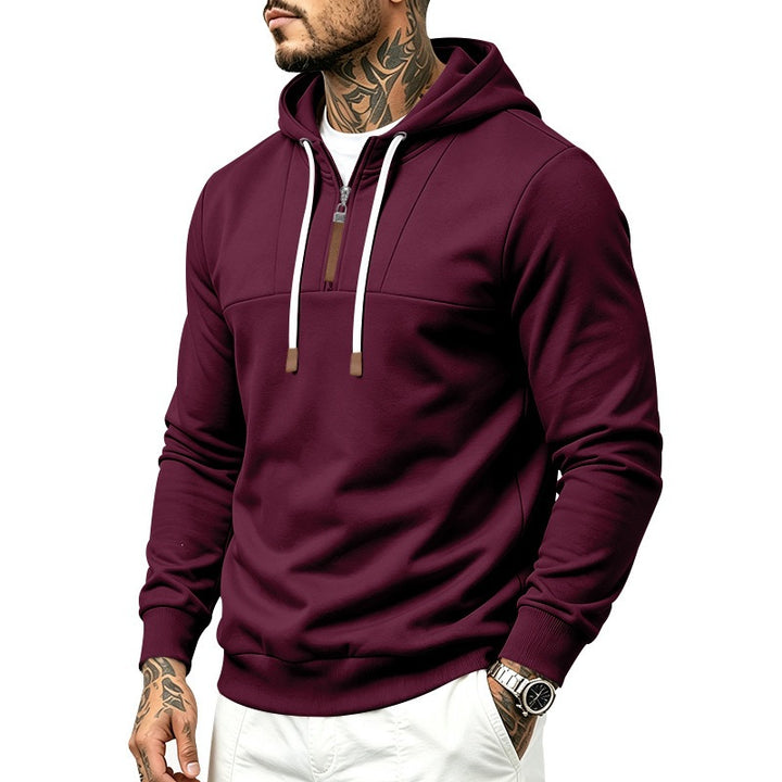 Herren Moderner Halbzip-Hoodie aus French Terry mit Zierriegel und Kordelzug Echoarchiv