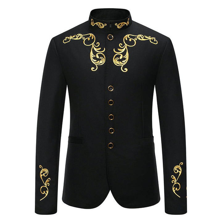 Herren eleganter Blazer mit kunstvoller goldener Stickerei Echoarchiv