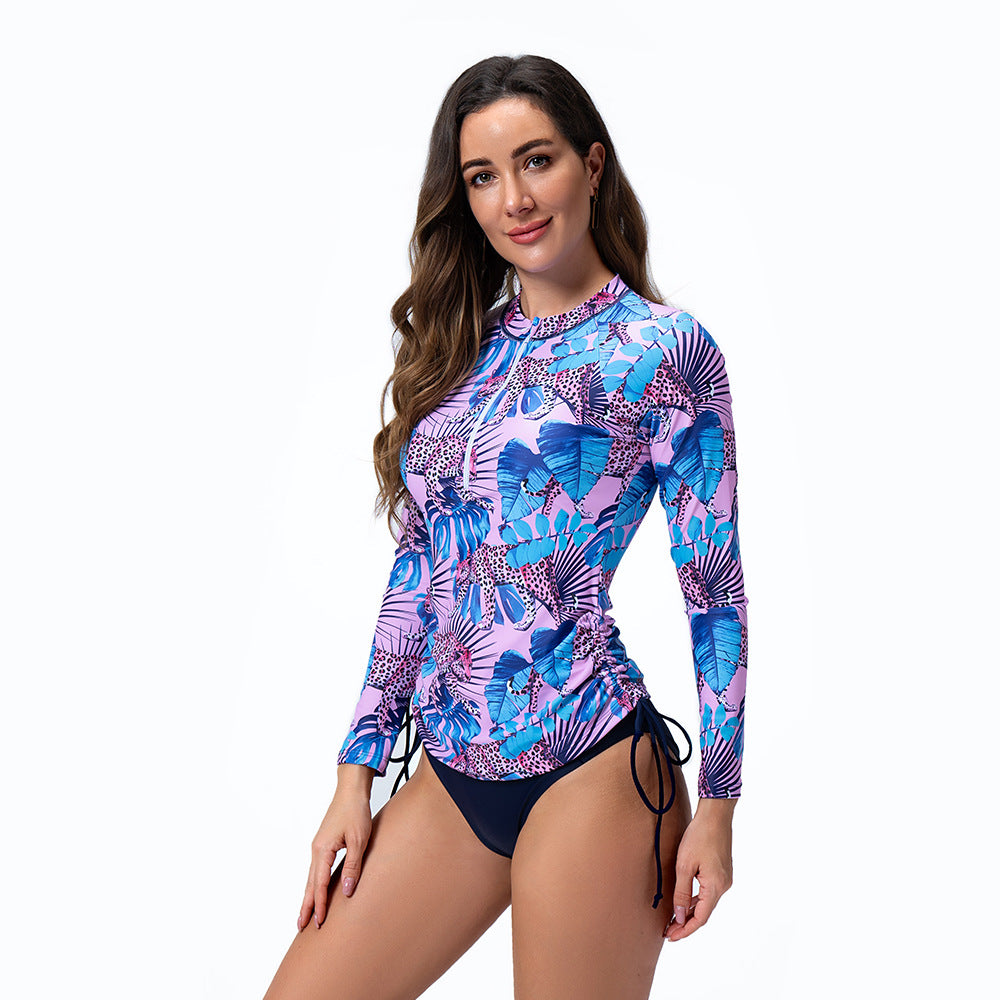 Damen Sportlicher Langarm Rashguard mit floralem Muster Echo Archiv