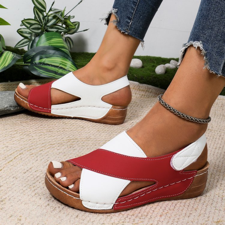 Damen Cross‑Riemen Komfort‑Sandalen mit Klettverschluss – Sorelia