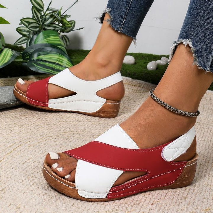 Damen Cross‑Riemen Komfort‑Sandalen mit Klettverschluss – Sorelia