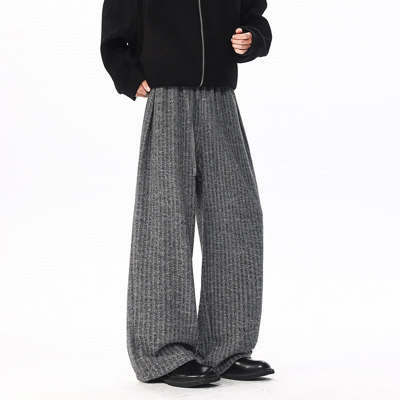 Damen Weit geschnittene gerippte Strickhose mit Tunnelzugbund und extra weitem Bein Echo Archiv