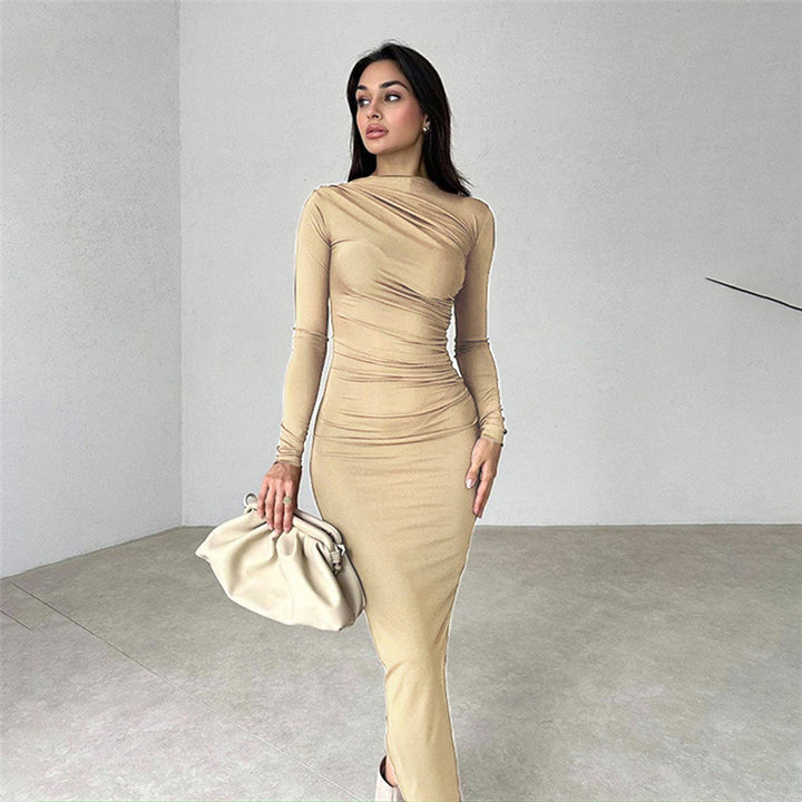 Damen nan gerafftes Maxikleid mit asymmetrischem Ausschnitt und taillierter Silhouette Echo Archiv