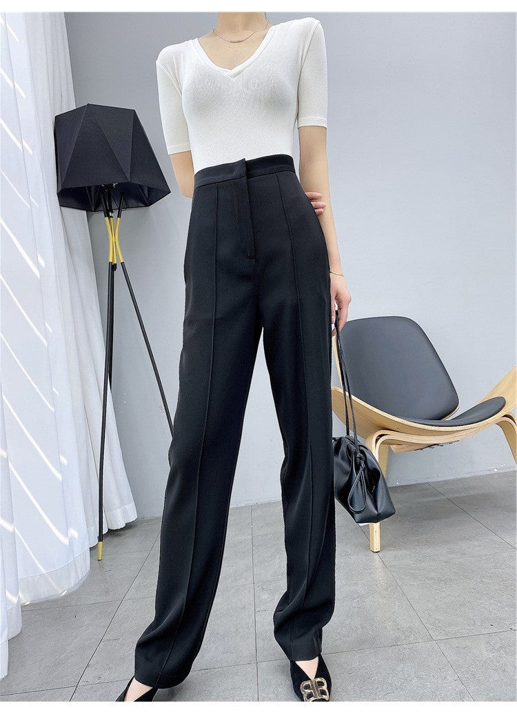 Damen Elegante und schicke Hochtaillierte Stoffhose Echoarchiv