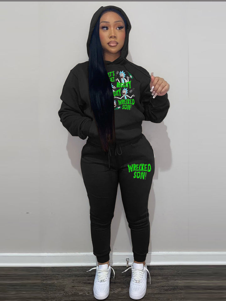 Herren Hoodie und Jogginghose Set mit humorvollem Grafikdruck Echoarchiv
