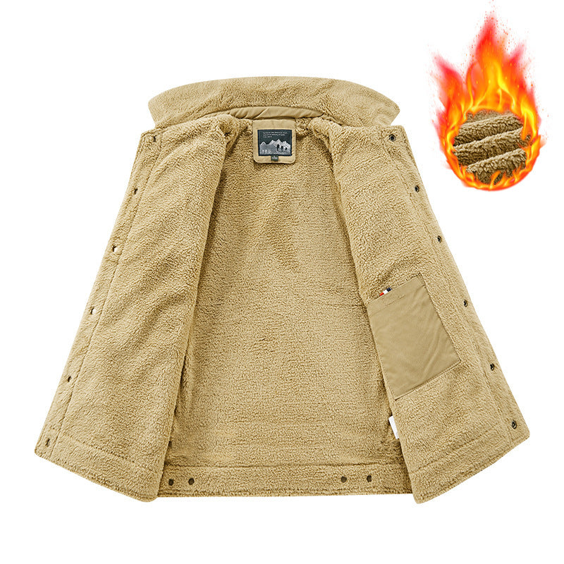 Herren nan gefütterte Canvas-Jacke mit Sherpa-Kragen, wärmendem Teddyfutter und funktionalen Brusttaschen Echo Archiv