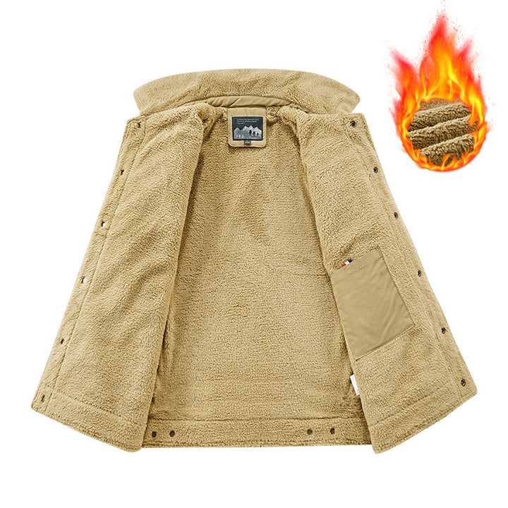 Herren nan gefütterte Canvas-Jacke mit Sherpa-Kragen, wärmendem Teddyfutter und funktionalen Brusttaschen Echo Archiv