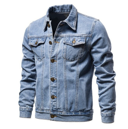 Herren nan Denim-Truckerjacke Slim Fit mit vintage Metallknöpfen und vertikaler Nahtführung Echo Archiv
