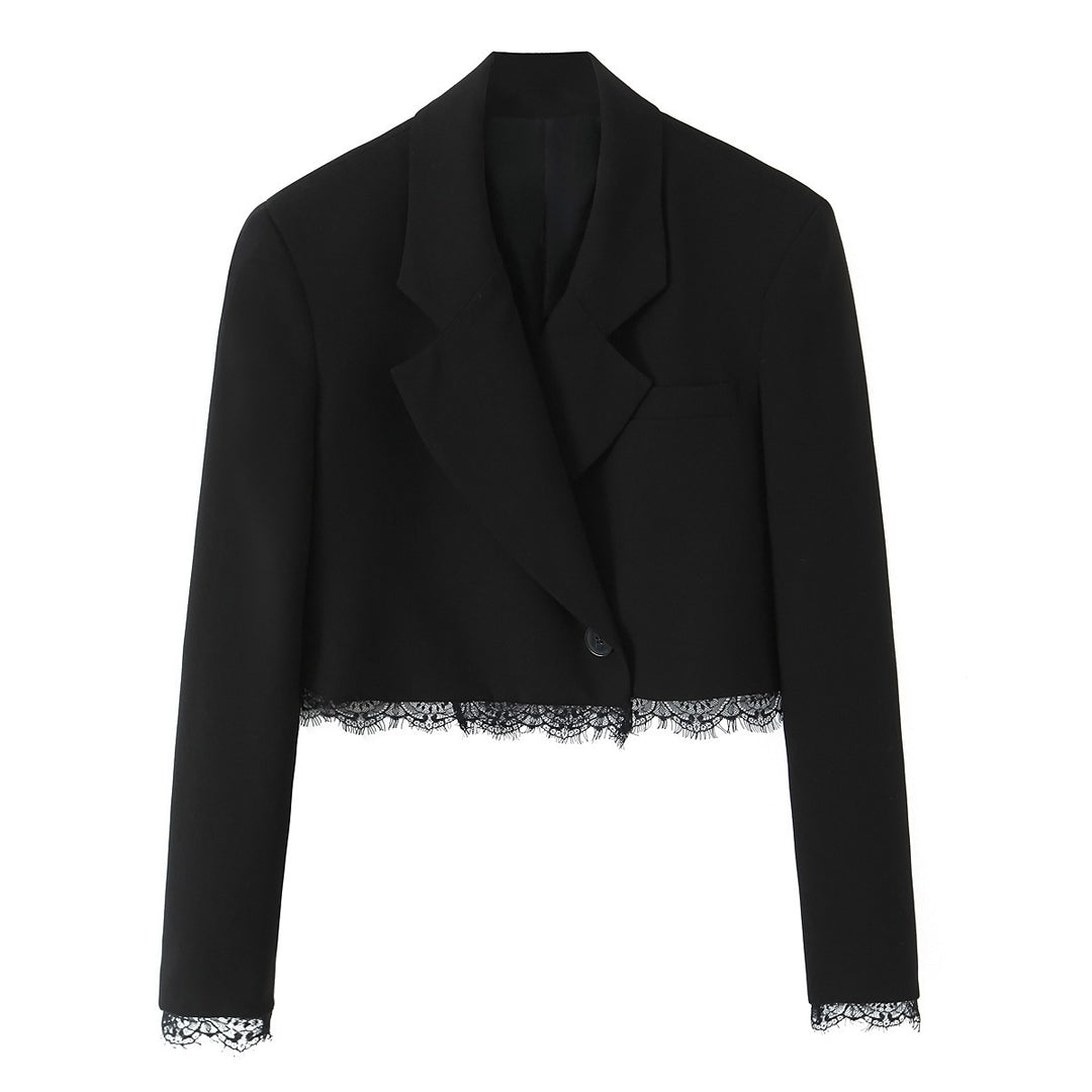 Damen Kurzblazer mit Spitzenbesatz und taillierter Cropped-Silhouette Echo Archiv
