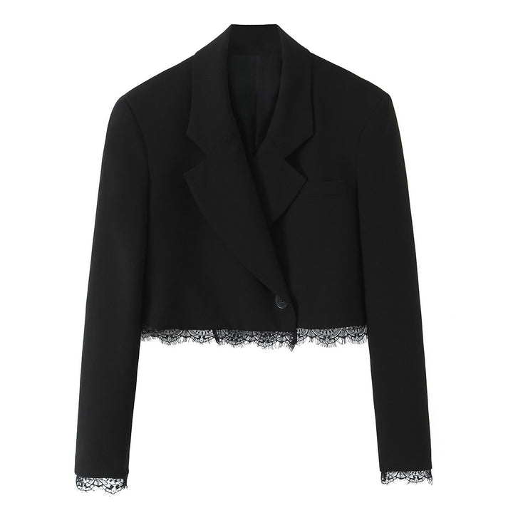 Damen Kurzblazer mit Spitzenbesatz und taillierter Cropped-Silhouette Echo Archiv
