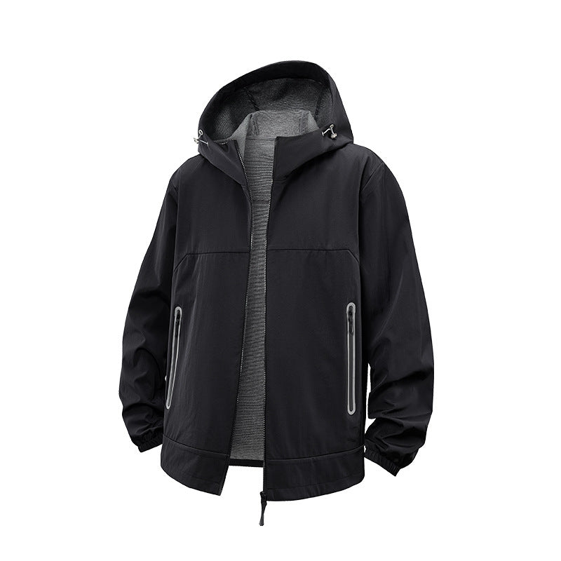 Unisex Leichte Wind- und Fleecegefütterte Kapuzenjacke mit Zwei-Wege-Reißverschluss Echo Archiv