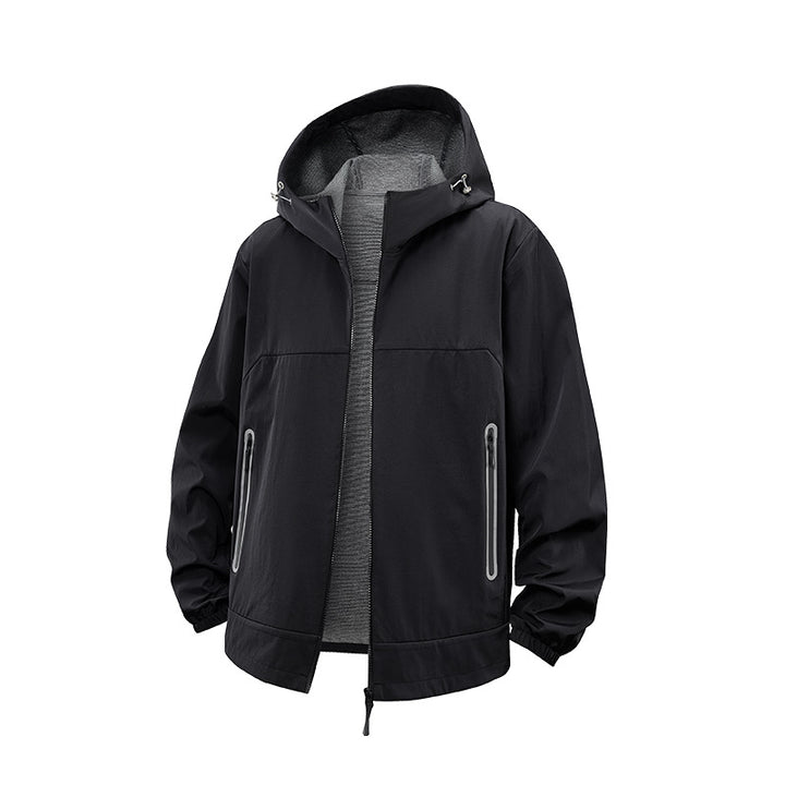 Unisex Leichte Wind- und Fleecegefütterte Kapuzenjacke mit Zwei-Wege-Reißverschluss Echo Archiv