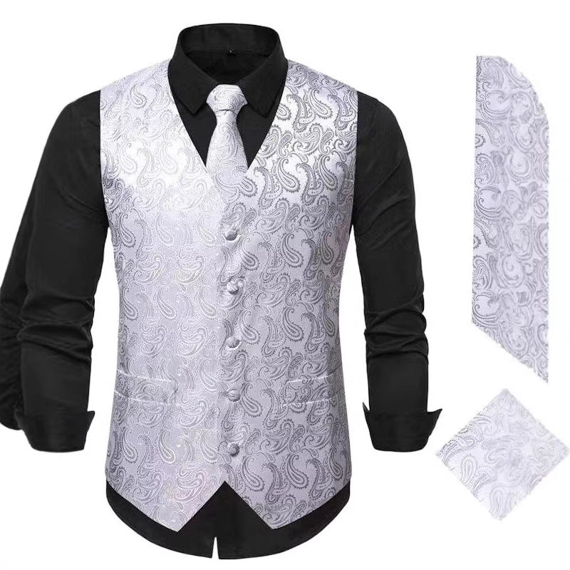 Herren nan Paisley Satin Anzugweste Set mit Krawatte und Einstecktuch Echo Archiv
