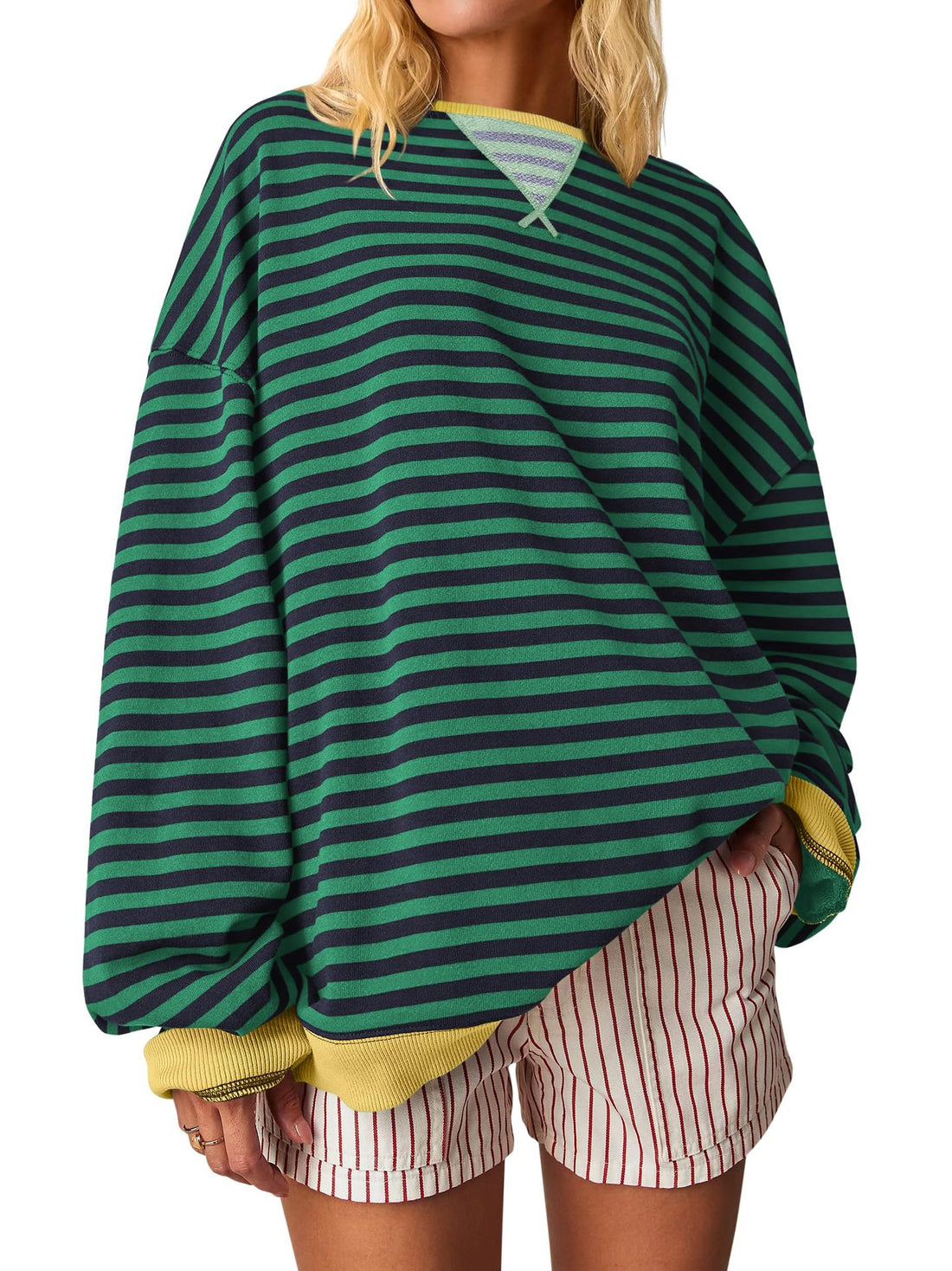 Damen Oversized gestreifter Sweatshirt – Mavelle