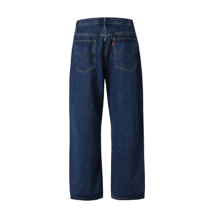 Damen Hochtaillierte gerade geschnittene Denim-Jeans mit weitem Bein Echoarchiv