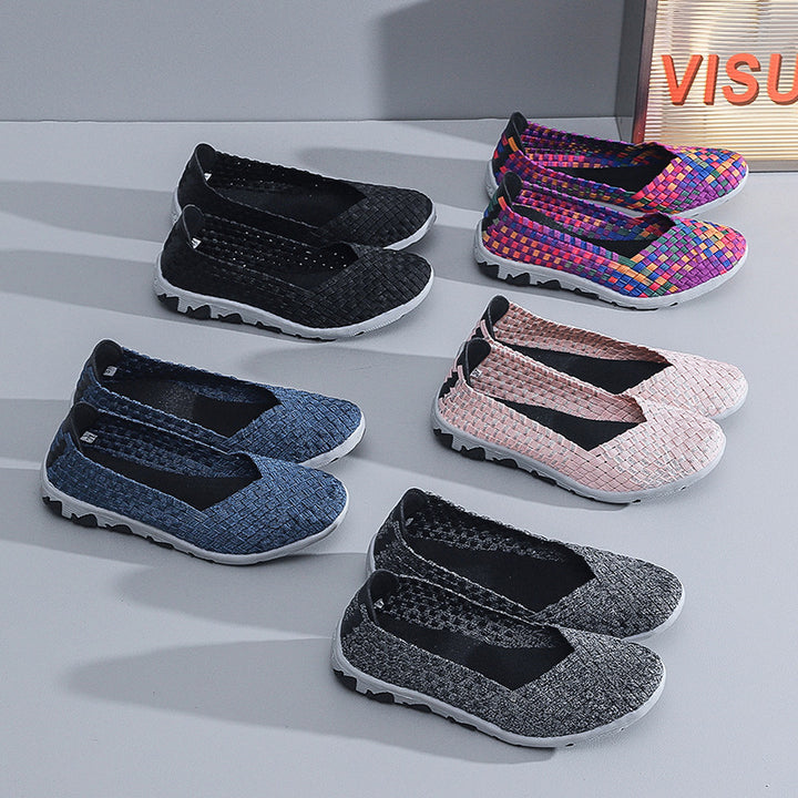 Damen nan gestrickter Slip-On Freizeitschuh mit geflochtenem Obermaterial und rutschfester Flexsohle Echo Archiv