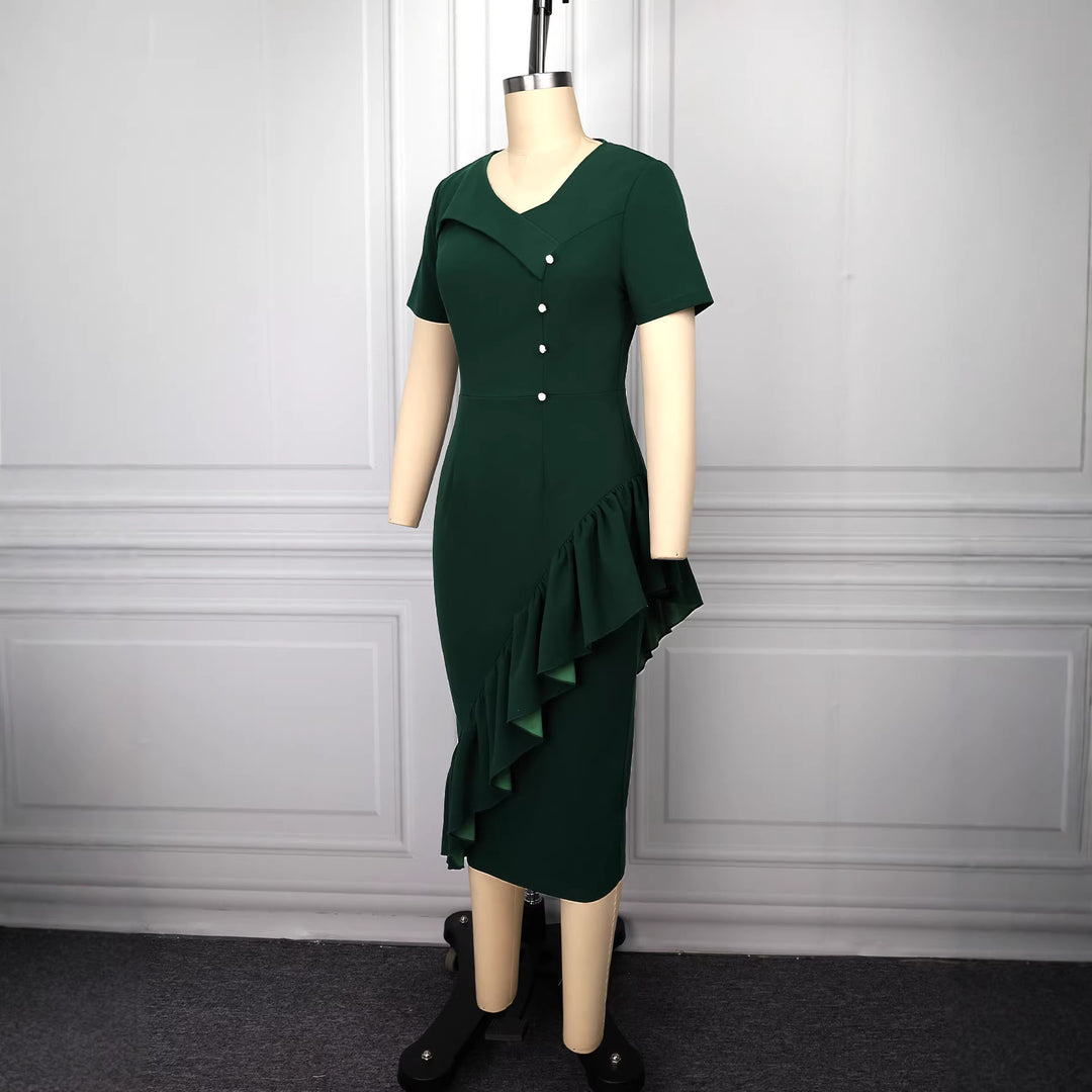 Damen Elegantes Wickelkleid mit Rüschendetails Echo Archiv