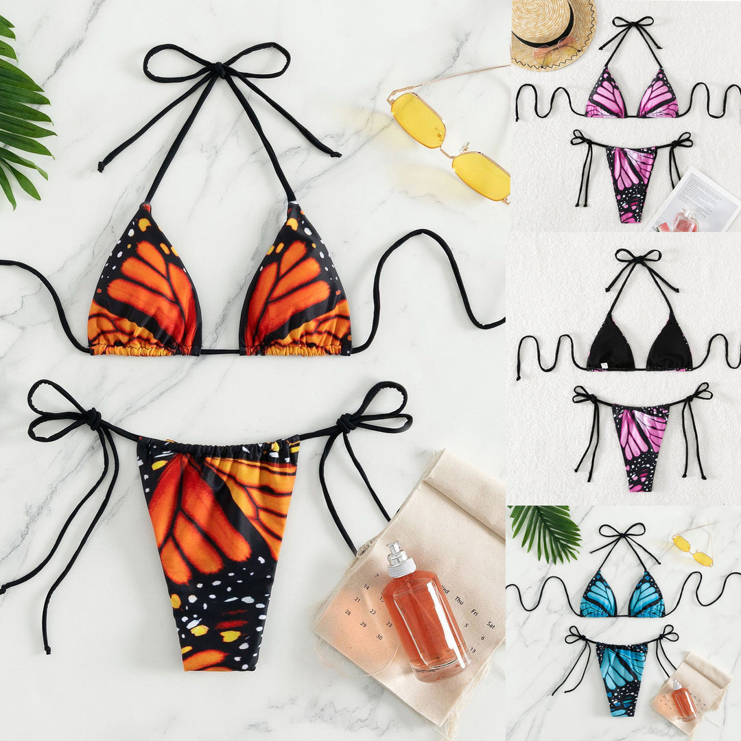 Damen Triangel-Bikini mit Schmetterling-Design und verstellbaren Bändern Echo Archiv