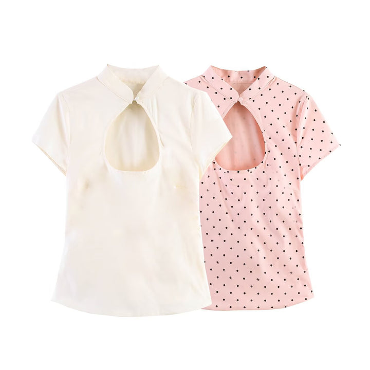 Damen Elegantes Oberteil mit innovativem Ausschnitt und feinem Stoff Echo Archiv