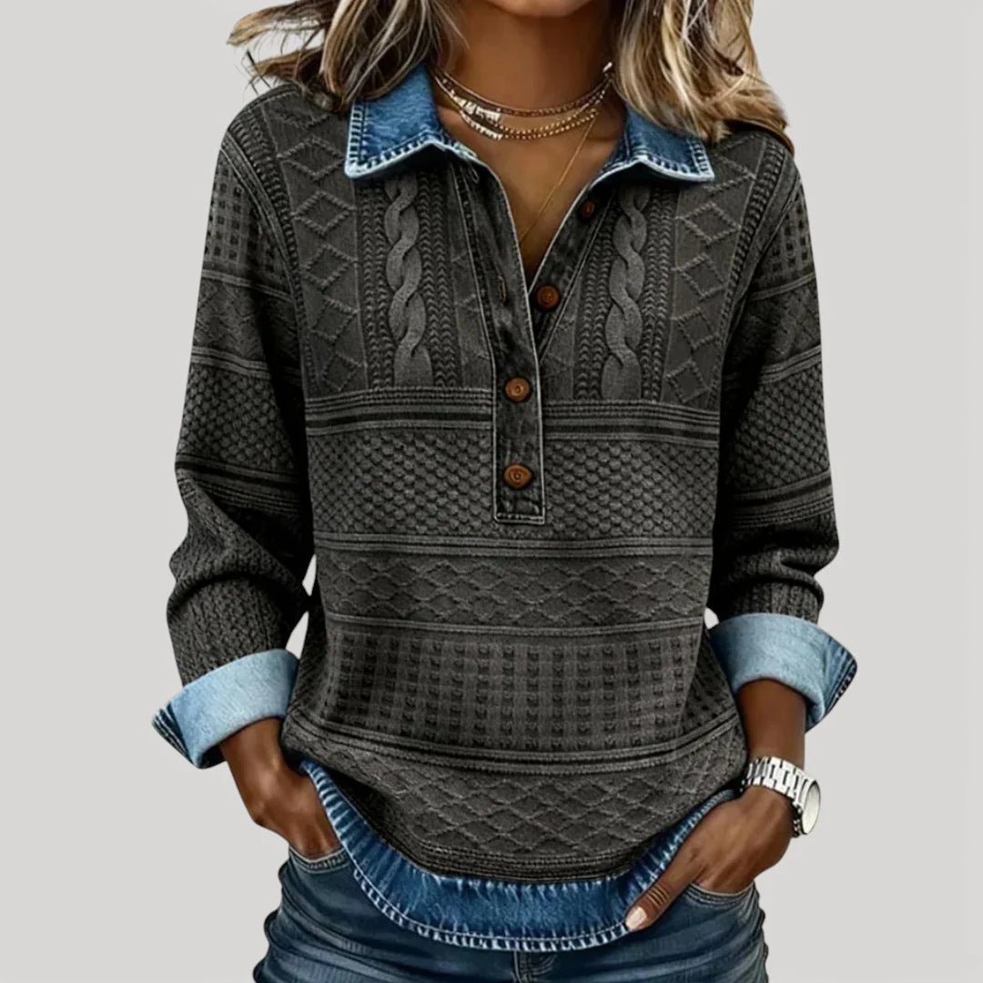 Damen Modische Pullover-Hemd – Mavelle