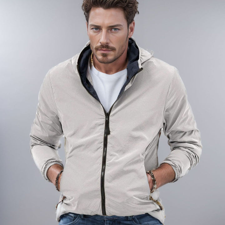 Herren leichte Übergangsjacke mit verstellbarem Kapuzenkragen und praktischen Taschen Echoarchiv