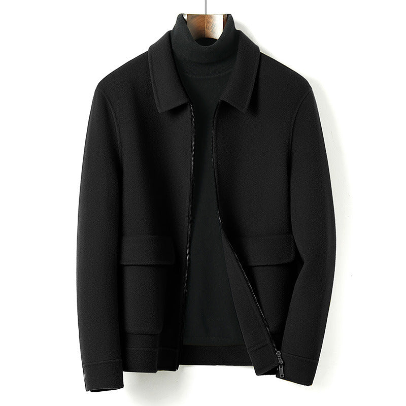 Herren Wollmix-Übergangsjacke mit Stehkragen, Reißverschluss und Pattentaschen Echoarchiv