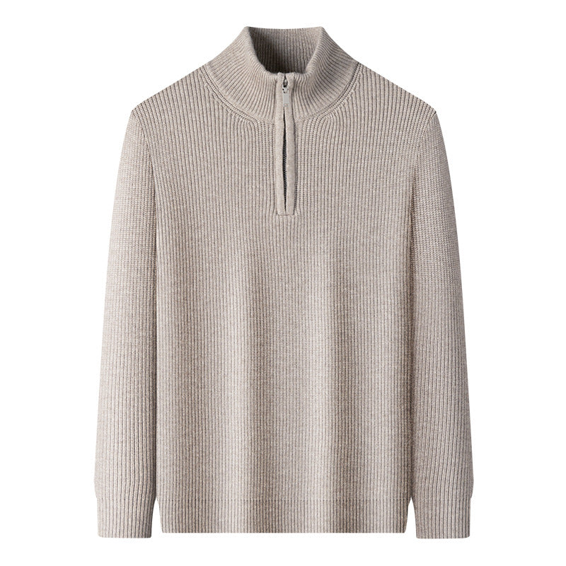 Herren eleganter Zip-Pullover aus weicher Wolle Echoarchiv
