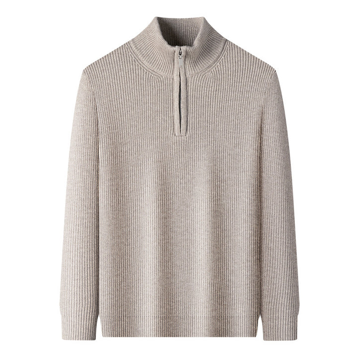 Herren eleganter Zip-Pullover aus weicher Wolle Echoarchiv