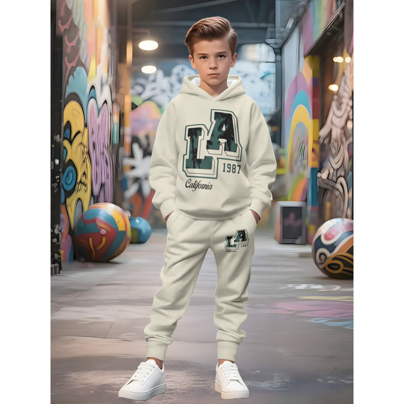 Unisex nan Kinder Jogginganzug mit Kapuzenpullover und detailreichem Auto-Print Echo Archiv