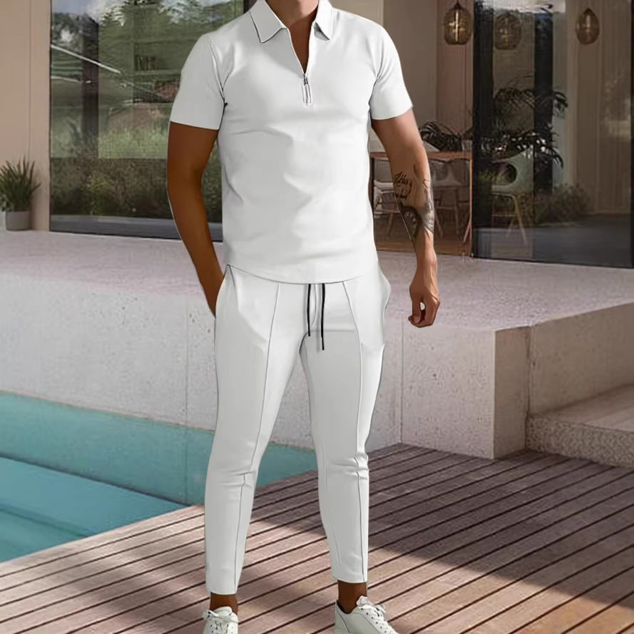 Herren Sportlicher Kurzarm Poloshirt und Hose Set – Cavello