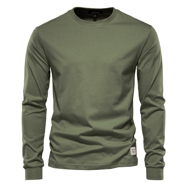 Herren nan klassisches langärmliges Baumwollshirt mit Rundhalsausschnitt und elastischen Bündchen Echo Archiv