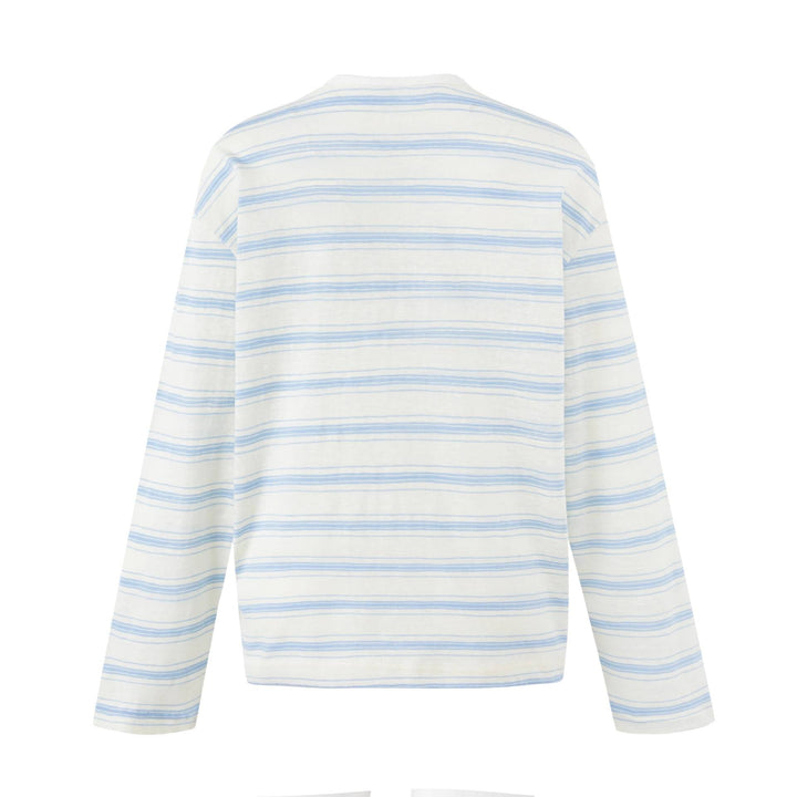 Damen Gestreiftes Langarm-Henleyshirt aus leichter Baumwollmischung Echoarchiv