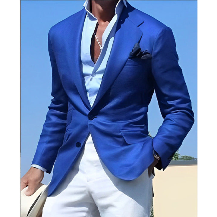 Herren eleganter Leinenblazer mit schmalem Schnitt Echoarchiv