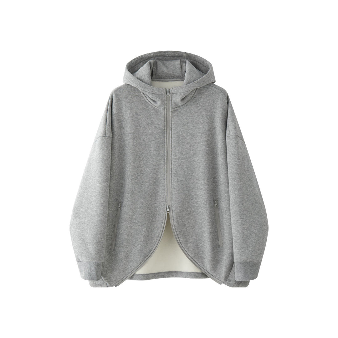 Damen Oversized Kapuzen-Sweatjacke mit geschwungenem Saum Echoarchiv