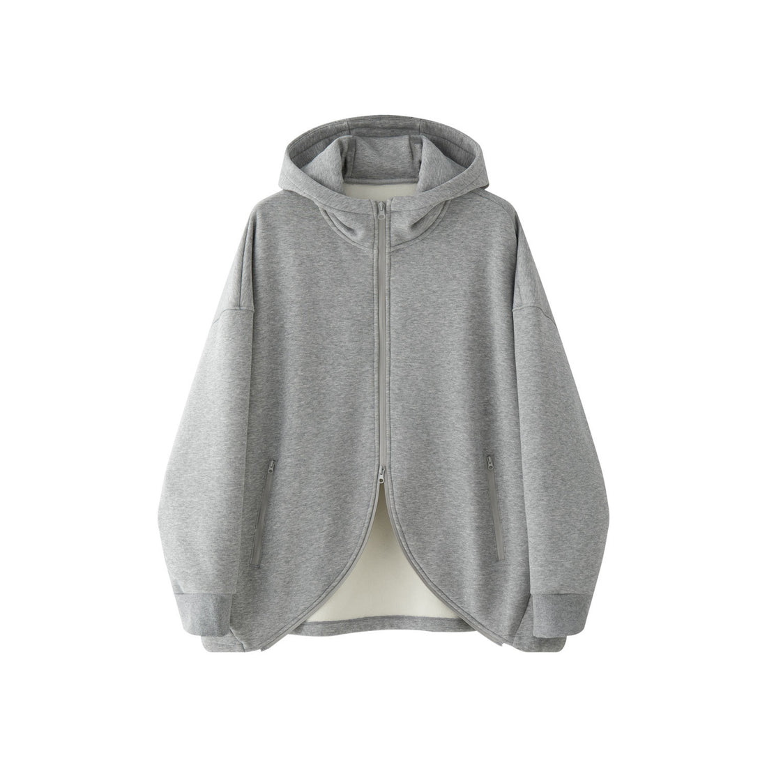 Damen Oversized Kapuzen-Sweatjacke mit geschwungenem Saum Echoarchiv