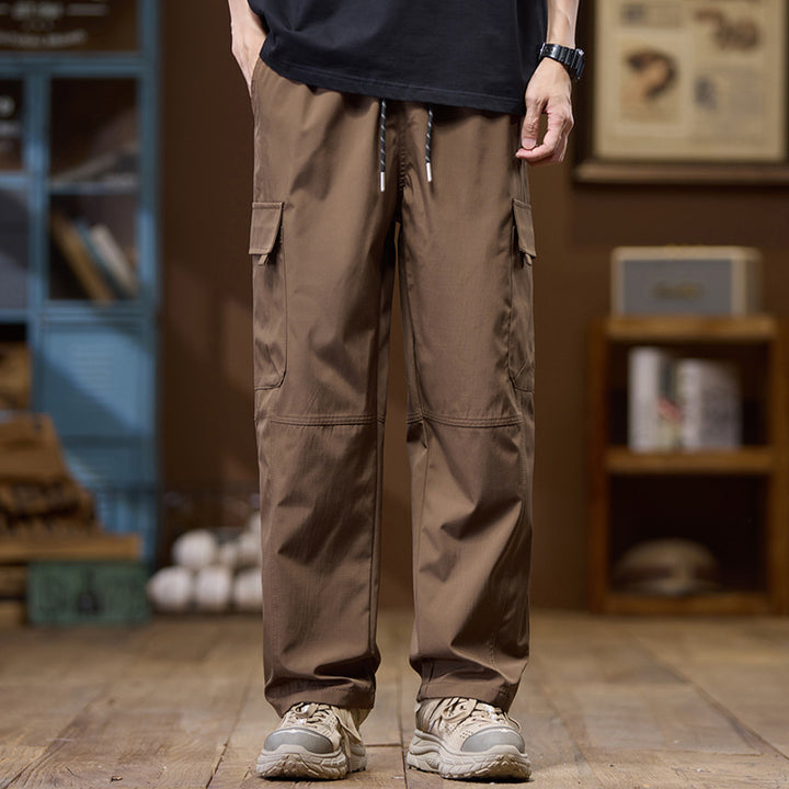 Herren Leichte Technical Cargo-Hose mit geradem Bein, Multifachtaschen und Kordelbund Echo Archiv
