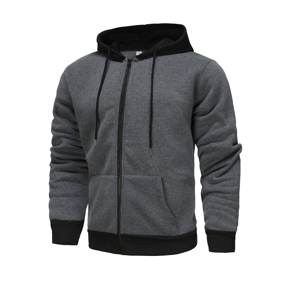 Herren Zip-Hoodie mit Kontrastfarbe und Kängurutasche Echoarchiv
