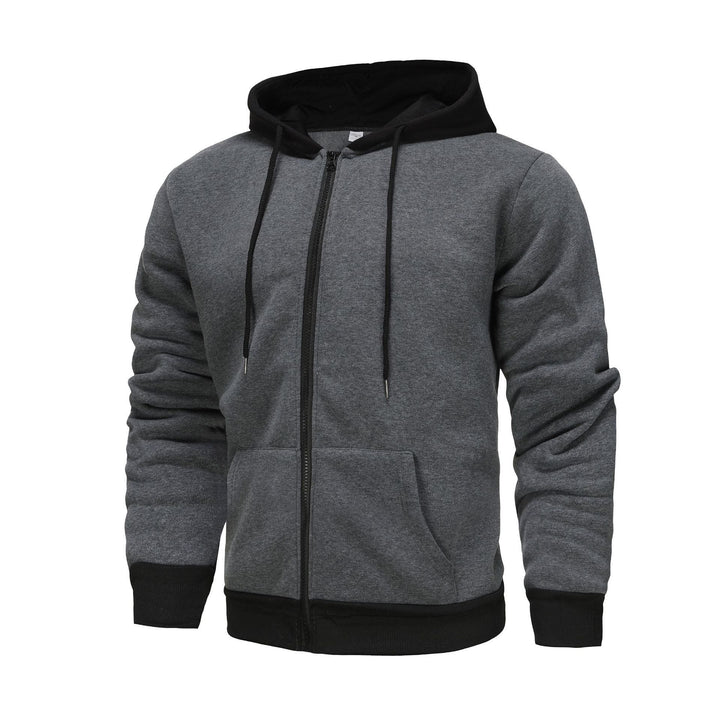 Herren Zip-Hoodie mit Kontrastfarbe und Kängurutasche Echoarchiv