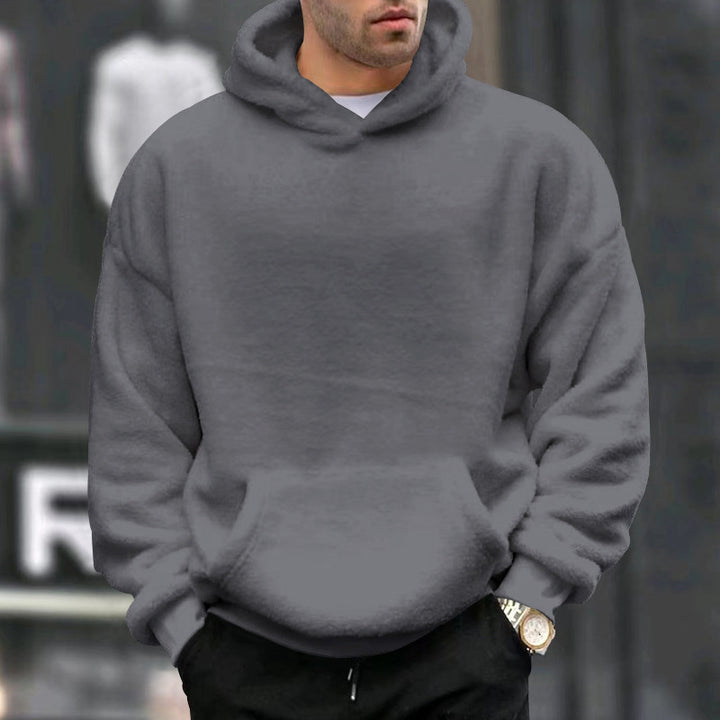 Herren Kuscheliger Oversize Kapuzenpullover aus Teddy-Fleece mit Kängurutasche – Cavarno